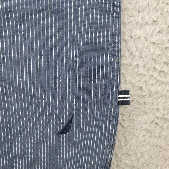 Nautica Shirt Mens Small Blue Striped Button Down Short Sleeve Classiccore - Picture 9 of 14